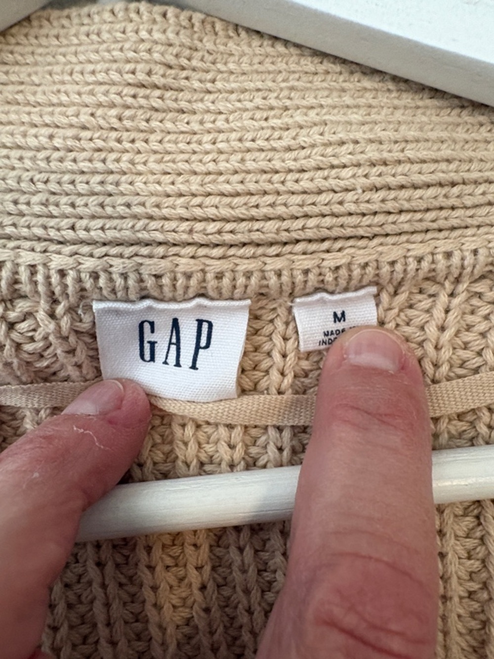 GAP Colorblock V-Neck Button Cardigan - White, Tan, Lilac & Peach - Picture 3 of 6